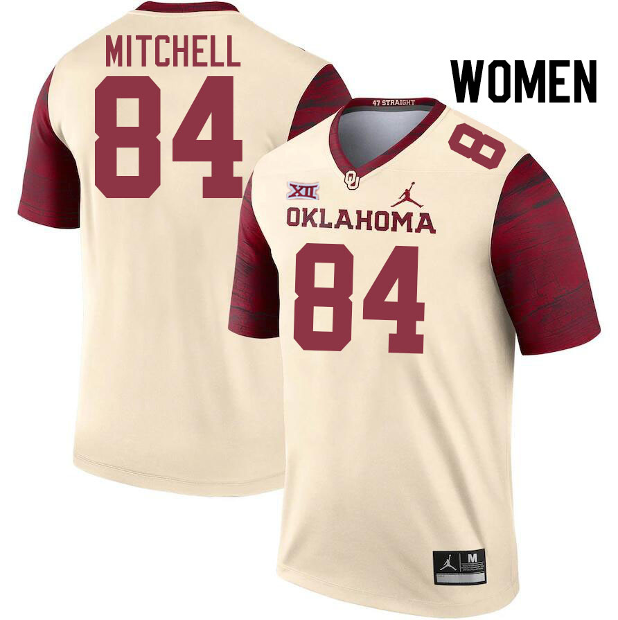 Women #84 Davon Mitchell Oklahoma Sooners College Football Jerseys Stitched-Cream
